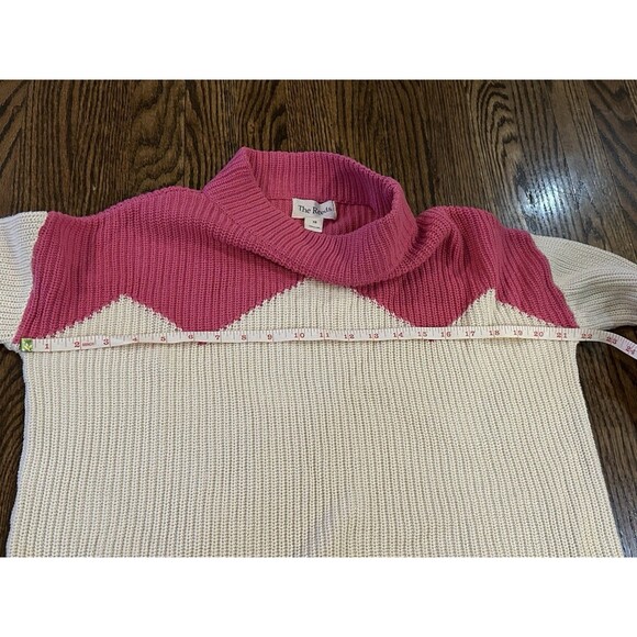 The Reeds x J. Crew Ski Sweater Hot Pink‎ & Ivory Mockneck Pullover Size XS EUC - Picture 4 of 8